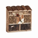 Hotel de insectos colgante 31 x 30,5 x 9,5 cm Casa para abejas y mariposas de madera de abeto carbonizada Techo con corteza Bambú y piñas 1