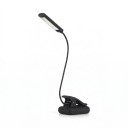Lámpara LED con clip 6 W Un brazo flexible Regulable Alimentación USB o 3 x AAA Negra Para partituras, libros, portátiles y cabeceros de cama 1