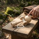 Kendama Unbunt zum eigenen Bemalen 18 cm Kugel 6 cm Nussbaum Holz Japanisches Spiel mit Kugel an Schnur Für Kinder und Erwachsene 4