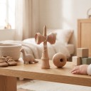 Kendama Unbunt zum eigenen Bemalen 18 cm Kugel 6 cm Nussbaum Holz Japanisches Spiel mit Kugel an Schnur Für Kinder und Erwachsene 6