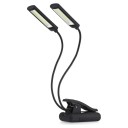 Lámpara LED con clip 6 W Dos brazos flexibles 350 x 45 x 43 mm Regulable Alimentación USB o 3 x AAA Negra Para partituras, libros y portátiles 1