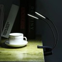 Lámpara LED con clip 6 W Dos brazos flexibles 350 x 45 x 43 mm Regulable Alimentación USB o 3 x AAA Negra Para partituras, libros y portátiles 3