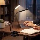 Lámpara LED con clip 6 W Dos brazos flexibles 350 x 45 x 43 mm Regulable Alimentación USB o 3 x AAA Negra Para partituras, libros y portátiles 4