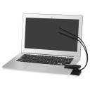 Lámpara LED con clip 6 W Dos brazos flexibles 350 x 45 x 43 mm Regulable Alimentación USB o 3 x AAA Negra Para partituras, libros y portátiles 5