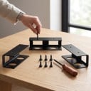 Laptop Holder Under Desk Set of 3 Metal Holders and 6 Screws For Devices Up to 2.5 cm Black Storage System for Laptop Mac Mini and Keyboard 4