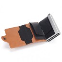 Funda para tarjetas de crédito con protección RFID y 2 cajas de aluminio extraíbles 10 x 7 x 3 cm Para 12 tarjetas de cuero PU 3