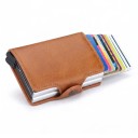 Funda para tarjetas de crédito con protección RFID y 2 cajas de aluminio extraíbles 10 x 7 x 3 cm Para 12 tarjetas de cuero PU 5