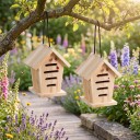 Domecchi per coccinelle 2 pz 17,5 x 14,5 x 12 cm Hotel per insetti appeso in legno di abete non trattato Rifugio invernale Per giardino e balcone 2