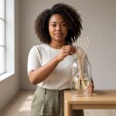Glasflaske til æteriske olier med diffuserstænger 130 ml 8,5 x 14 cm Rund krukke i emballage Gennemsigtig Til stuen og soveværelset 2
