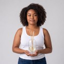 Glasflaske til æteriske olier med diffuserstænger 130 ml 8,5 x 14 cm Rund krukke i emballage Gennemsigtig Til stuen og soveværelset 3
