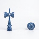 Kendama Krakelovan blå med hvidt mønster 18 cm Valnøddetræ Japansk spil med kugle på snor Træning af koordinering Til børn og voksne 3