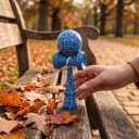 Kendama Krakelovan blå med hvidt mønster 18 cm Valnøddetræ Japansk spil med kugle på snor Træning af koordinering Til børn og voksne 4