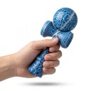 Kendama Krakelovan blå med hvidt mønster 18 cm Valnøddetræ Japansk spil med kugle på snor Træning af koordinering Til børn og voksne 5