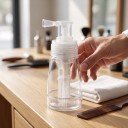 Powder and Talc Spray 140 ml Refillable Bottle with Pump and Nozzle Transparent Plastic For Talc for Barbershop and Travel 3