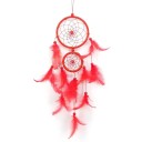 Lapač snů se dvěma kruhy 11 cm a 7 cm s peřím délka 46 cm Závěsná dekorace na zeď Dreamcatcher do ložnice i pokoje 2
