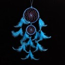 Lapač snů se dvěma kruhy 11 cm a 7 cm s peřím délka 46 cm Závěsná dekorace na zeď Dreamcatcher do ložnice i pokoje 4