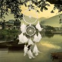 Lapač snů se dvěma kruhy 11 cm a 7 cm s peřím délka 46 cm Závěsná dekorace na zeď Dreamcatcher do ložnice i pokoje 12