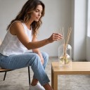 Glasflaske til æteriske olier med diffuserstænger 200 ml 10 x 16,5 cm Rund krukke i emballage Gennemsigtig Til stuen og soveværelset 3