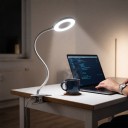 Lámpara LED circular con clip 23 LED 5 W Brazo flexible 40 cm 3 colores de luz 10 niveles de brillo Alimentación USB Para escritorio y lectura 3