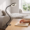 Lámpara LED circular con clip 23 LED 5 W Brazo flexible 40 cm 3 colores de luz 10 niveles de brillo Alimentación USB Para escritorio y lectura 5