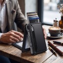 Men's Wallet with Sliding Card Holder RFID and Magnetic Closure 10.6 x 7.6 x 1.3 cm PU Leather Banknote Clip 7