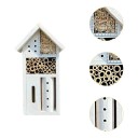 Hotel de Insectos 13,5 x 26 cm Casa de Madera Blanca para Abejas Solitarias y Mariquitas Tubos de Bambú y Relleno Natural Para el Jardín y el Balcón 3