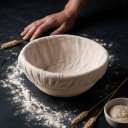 Kulatá ošatka na chléb 25 x 8 cm s látkovou vložkou Košík na kynutí kváskového těsta Světlá přírodní barva Pečení domácího chleba 2