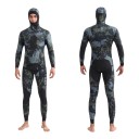 Men's Two-Piece 3 mm Neoprene Diving Suit with Green Camouflage Pattern, Hooded Jacket and Knee Protector Trousers 2