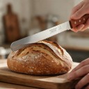 Brotmesser mit gezahntem Blatt 35 cm Klinge mit Schutzhülle und Holzgriff 12,5 cm Zum Schneiden von Brot, Laiben, Baguettes und Kuchen 2