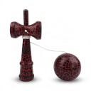 Kendama Sprækket sort med rødt mønster 18 cm Kugle 6 cm Valnøddetræ Japansk spil med kugle på snor Til børn og voksne 3
