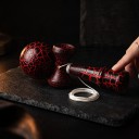 Kendama Sprækket sort med rødt mønster 18 cm Kugle 6 cm Valnøddetræ Japansk spil med kugle på snor Til børn og voksne 4