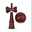 Kendama Sprækket sort med rødt mønster 18 cm Kugle 6 cm Valnøddetræ Japansk spil med kugle på snor Til børn og voksne 5