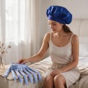 Hårbånd med varmefri spoler Blæksprutte 50 x 29 cm Med nattehætte 30 cm Bløde skumspoler Krøllejern uden varme Blå Til langt hår 4
