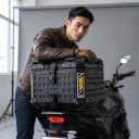Aluminium-Motorradkoffer 45 l Wasserdicht Abschließbar 42 x 34 x 33 cm Aluminiumlegierung Schwarz Helm- und Werkzeugbox Topcase 9