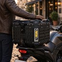 Aluminium-Motorradkoffer 45 l Wasserdicht Abschließbar 42 x 34 x 33 cm Aluminiumlegierung Schwarz Helm- und Werkzeugbox Topcase 6