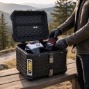 Aluminium-Motorradkoffer 45 l Wasserdicht Abschließbar 42 x 34 x 33 cm Aluminiumlegierung Schwarz Helm- und Werkzeugbox Topcase 10