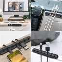 Set de organizatoare de cabluri din silicon 5 buc Dimensiuni de la 1 la 7 orificii Suport autoadeziv pentru cabluri Negru Pentru birou și mașină 7