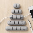Set de organizatoare de cabluri din silicon 5 buc Dimensiuni de la 1 la 5 găuri Suport autoadeziv pentru cabluri Gri Pentru birou și mașină 2