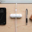Organizator de cabluri din silicon cu 3 găuri 82 x 22 x 17 mm Suport autoadeziv pentru cabluri de până la 5 mm Alb Pentru birou și mașină 2