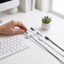 Organizator de cabluri din silicon cu 3 găuri 82 x 22 x 17 mm Suport autoadeziv pentru cabluri de până la 5 mm Alb Pentru birou și mașină 4