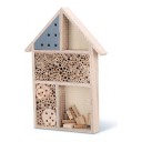 Hotel de insectos 25,5 x 35 cm Casa de madera para abejas solitarias y mariquitas 5 compartimentos Tubos naturales y troncos de madera Para el jardín 1