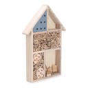 Hotel de insectos 25,5 x 35 cm Casa de madera para abejas solitarias y mariquitas 5 compartimentos Tubos naturales y troncos de madera Para el jardín 3