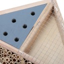 Hotel de insectos 25,5 x 35 cm Casa de madera para abejas solitarias y mariquitas 5 compartimentos Tubos naturales y troncos de madera Para el jardín 6