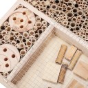Hotel de insectos 25,5 x 35 cm Casa de madera para abejas solitarias y mariquitas 5 compartimentos Tubos naturales y troncos de madera Para el jardín 7
