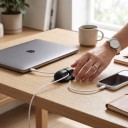 Suport de cablu din silicon cu 1 orificiu Organizator autocolant pentru cabluri de până la 5 mm Pentru birou, noptieră și mașină 3