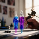 Aiguilles de tatouage cartridge 20 pcs Round Liner 14 pointes 0,35 mm 1214RL-X Jetables stériles Violet bleu Pour des contours forts 4