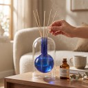 Glasflaske til æteriske olier med diffuserstænger 130 ml 8,5 x 14 cm Rund kugle i emballage Til stuen 6