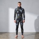 Men's Camouflage Neoprene Diving Suit 3 mm Two-Piece Set with Hooded Jacket and Sleeveless Jumpsuit with Knee Protectors 2