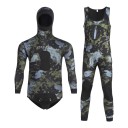 Men's Camouflage Neoprene Diving Suit 3 mm Two-Piece Set with Hooded Jacket and Sleeveless Jumpsuit with Knee Protectors 1