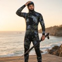 Men's Camouflage Neoprene Diving Suit 3 mm Two-Piece Set with Hooded Jacket and Sleeveless Jumpsuit with Knee Protectors 4